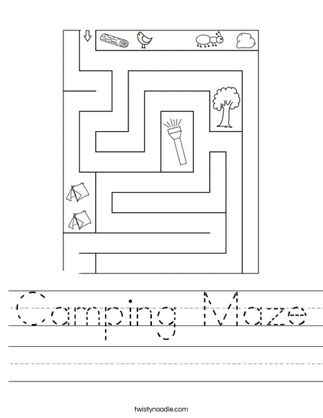 Camping Maze Worksheet