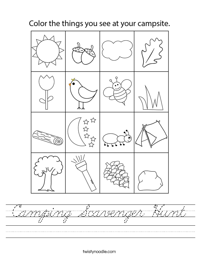 Camping Scavenger Hunt Worksheet