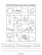 Camping Scavenger Hunt Handwriting Sheet