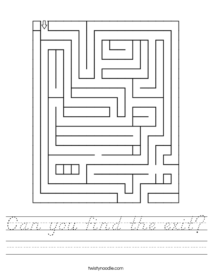 Can you find the exit? Worksheet