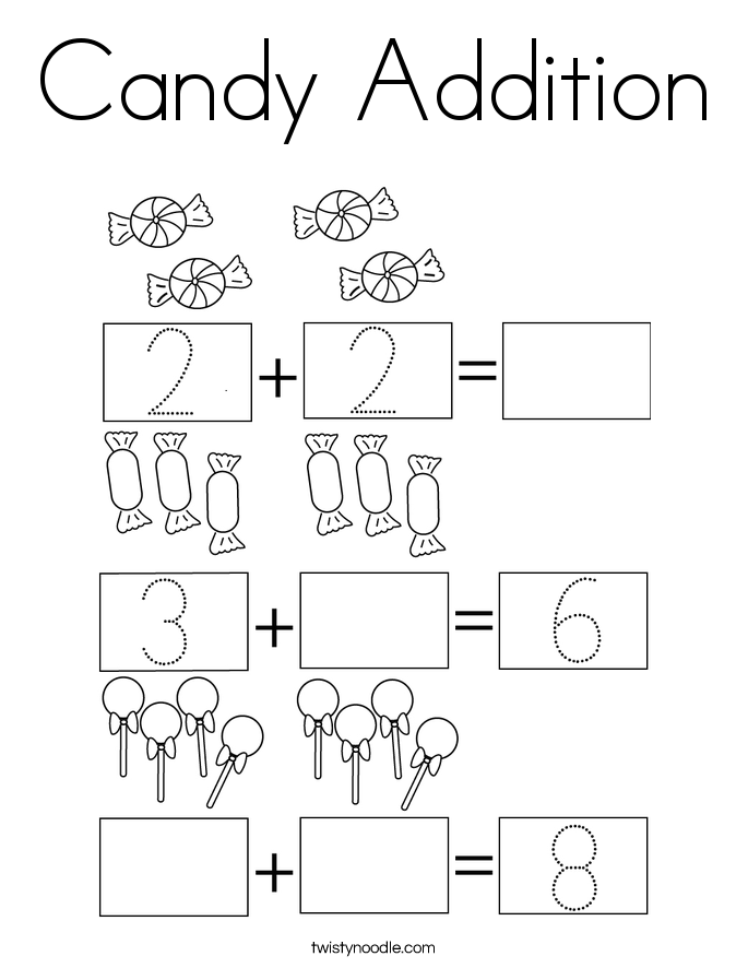 Candy Addition Coloring Page
