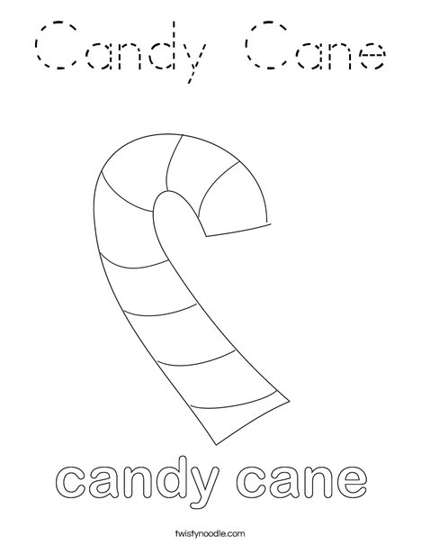 Candy Cane Coloring Page - Tracing - Twisty Noodle
