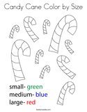 Candy Cane Color by Size Coloring Page