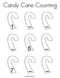 Candy Cane Counting Coloring Page