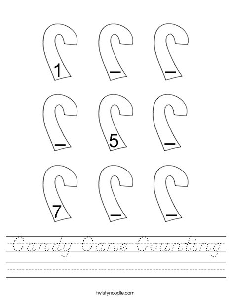 Candy Cane Counting Worksheet