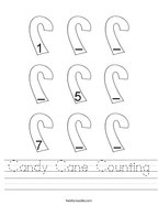 Candy Cane Counting Handwriting Sheet