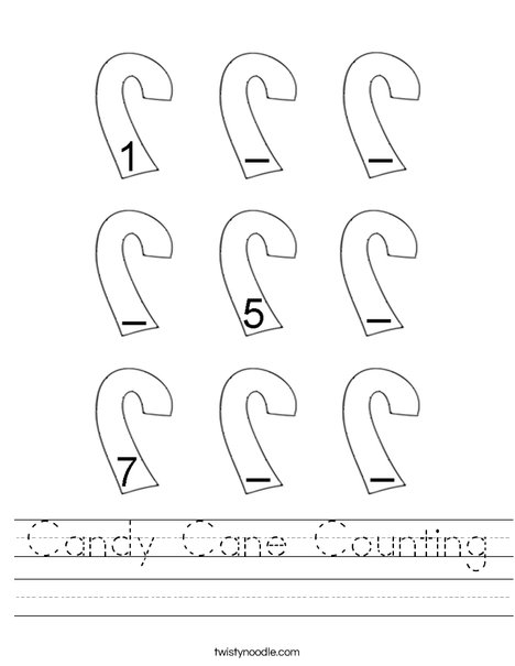 Candy Cane Counting Worksheet