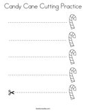 Candy Cane Cutting Practice Coloring Page