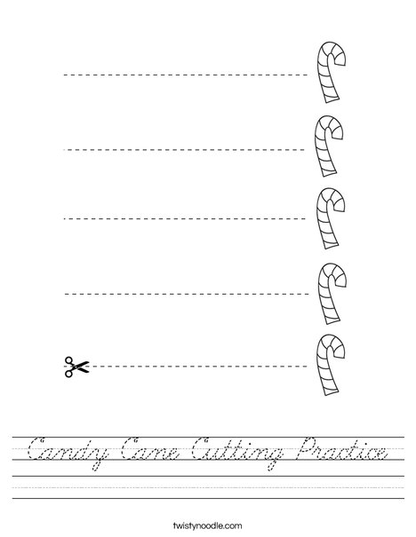Candy Cane Cutting Practice Worksheet