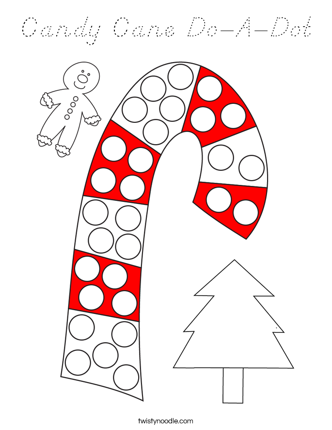Candy Cane Do-A-Dot Coloring Page