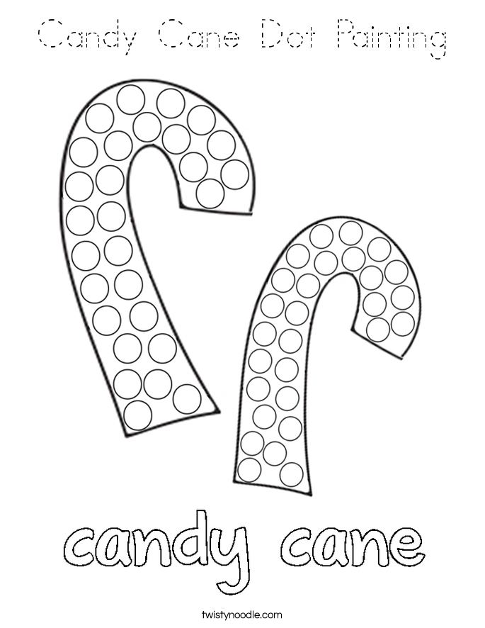 Candy Cane Dot Painting Coloring Page