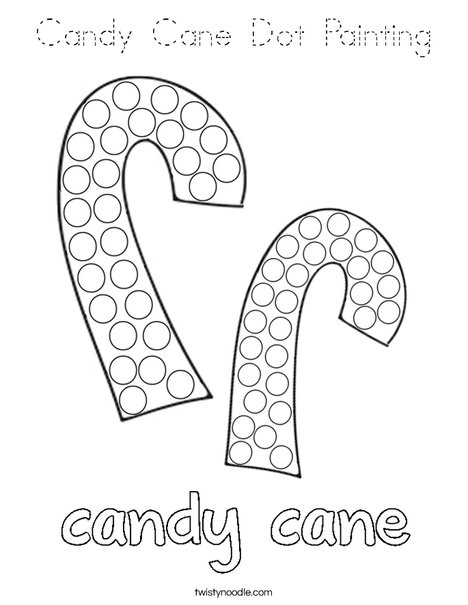 Candy Cane Dot Painting Coloring Page