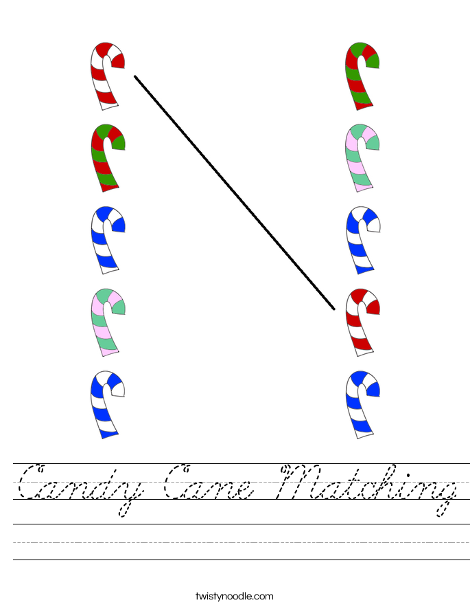 Candy Cane Matching Worksheet