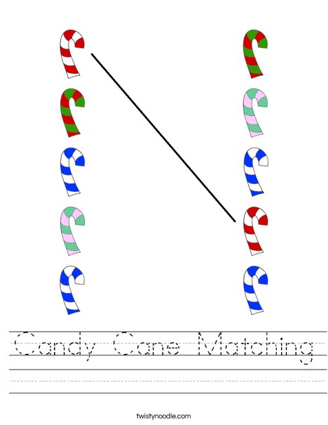 Candy Cane Matching Worksheet
