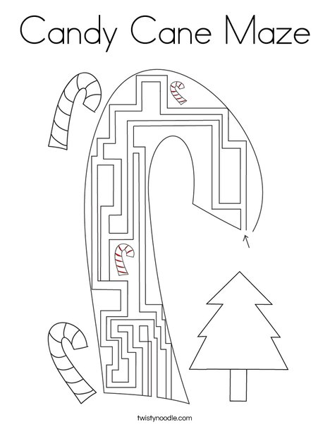 Candy Cane Maze Coloring Page