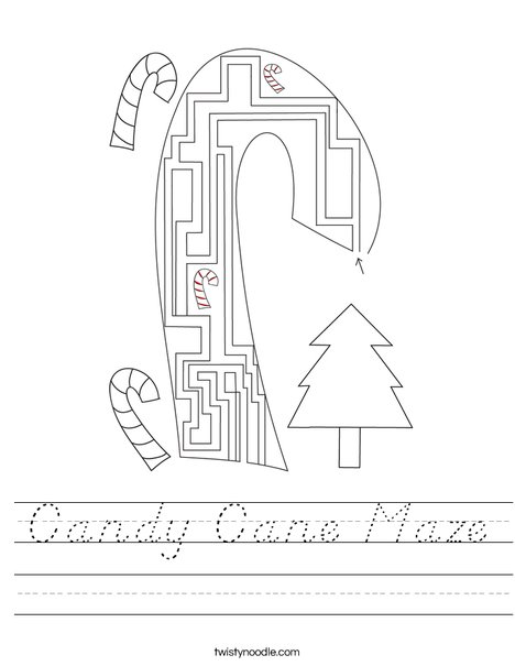 Candy Cane Maze Worksheet