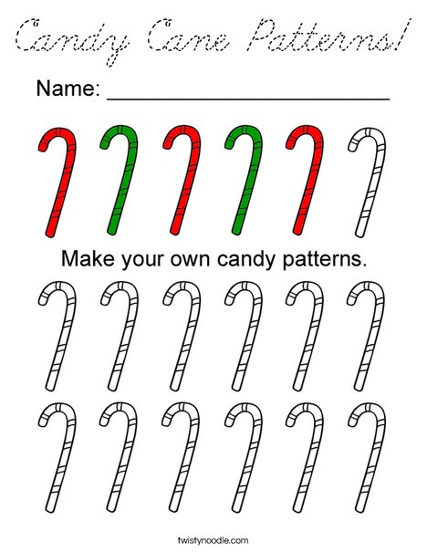 Candy Cane Patterns Coloring Page