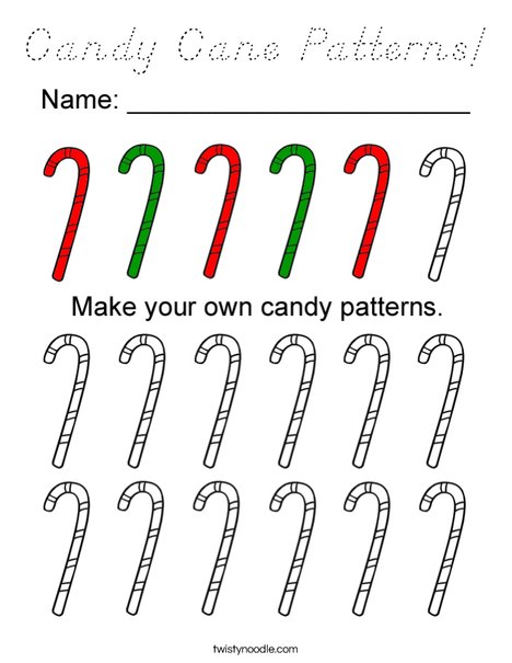 Candy Cane Patterns Coloring Page