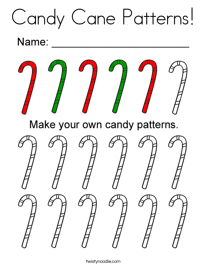 Candy Cane Patterns Coloring Page Twisty Noodle