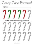 Candy Cane Patterns! Coloring Page