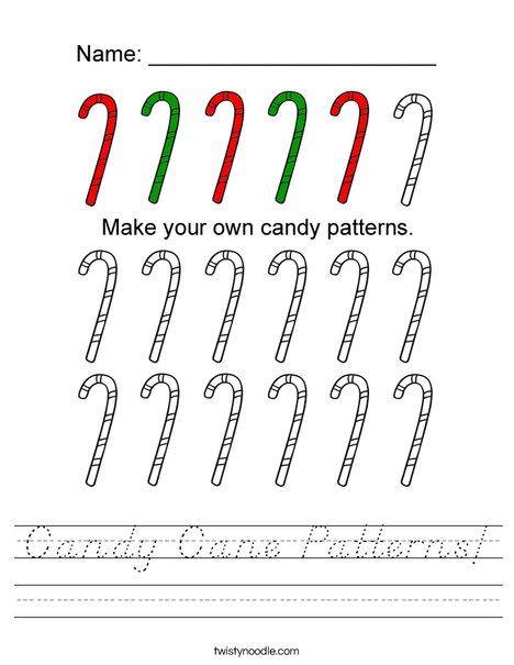 Candy Cane Patterns Worksheet