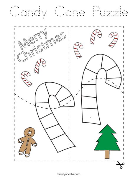 Candy Cane Puzzle Coloring Page