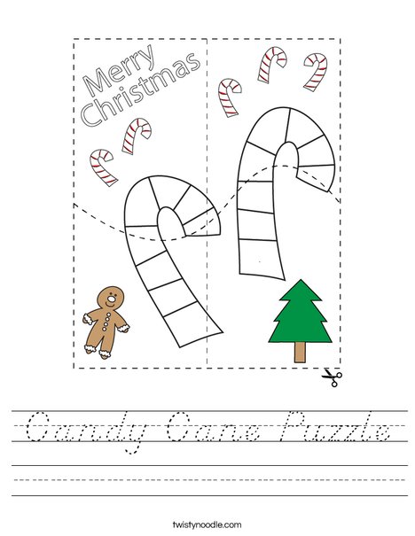 Candy Cane Puzzle Worksheet