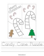 Candy Cane Puzzle Handwriting Sheet