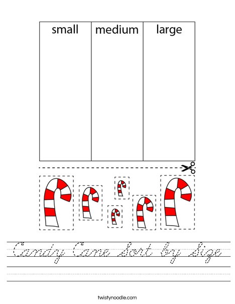 Candy Cane Sort by Size Worksheet
