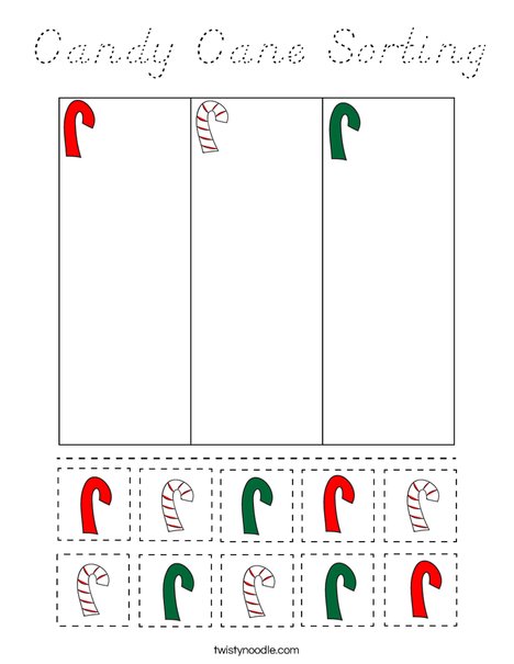 Candy Cane Sorting Coloring Page