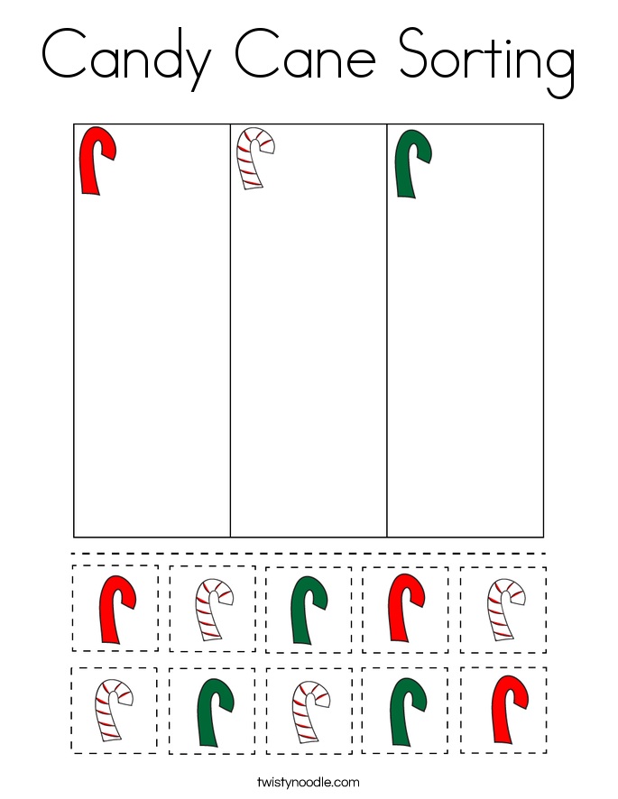 Candy Cane Sorting Coloring Page