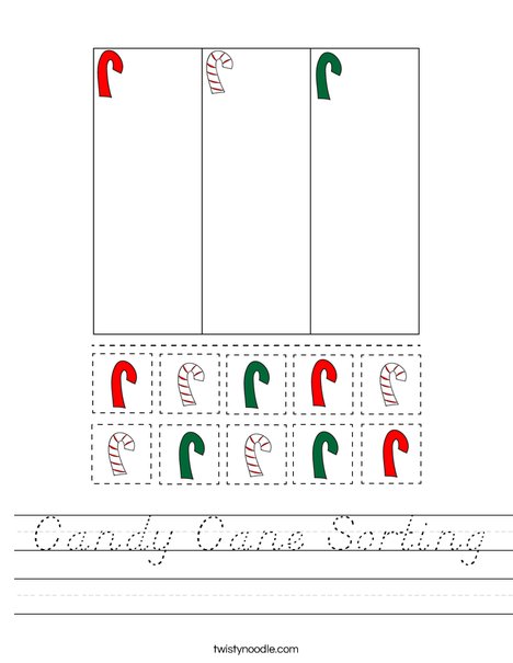 Candy Cane Sorting Worksheet