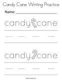 Candy Cane Writing Practice Coloring Page