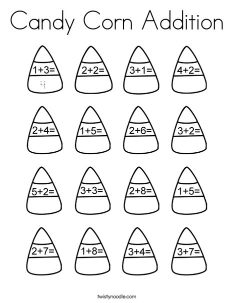 Candy Corn Addition Coloring Page
