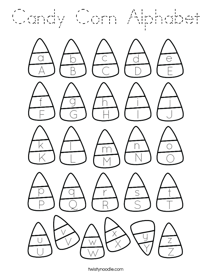 Candy Corn Alphabet Coloring Page