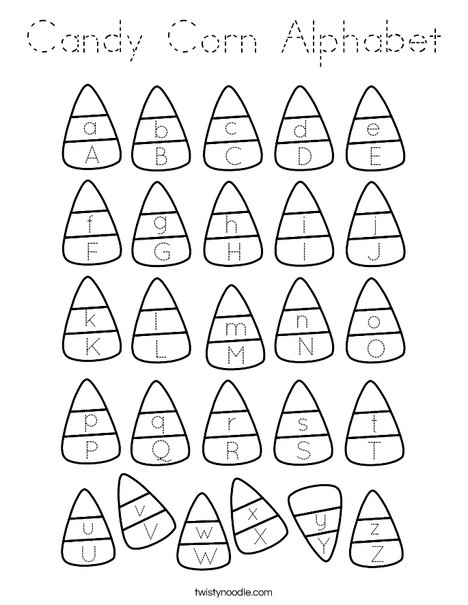 Candy Corn Alphabet Coloring Page