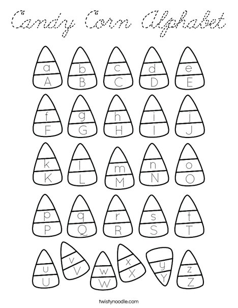Candy Corn Alphabet Coloring Page