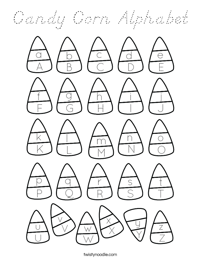 Candy Corn Alphabet Coloring Page