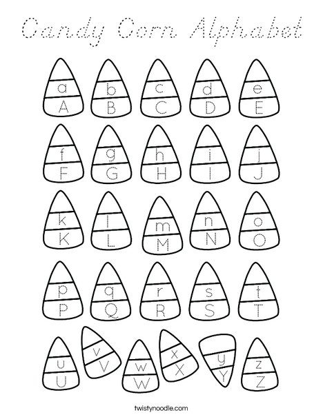 Candy Corn Alphabet Coloring Page