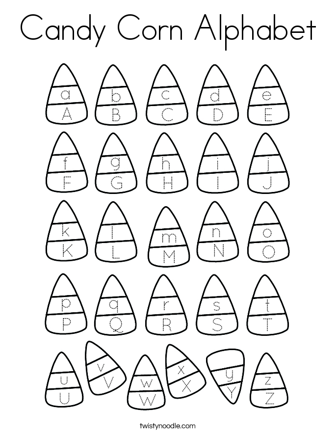 Candy Corn Alphabet Coloring Page
