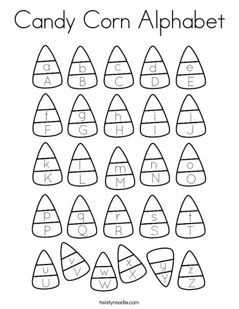 Candy Corn Alphabet Coloring Page