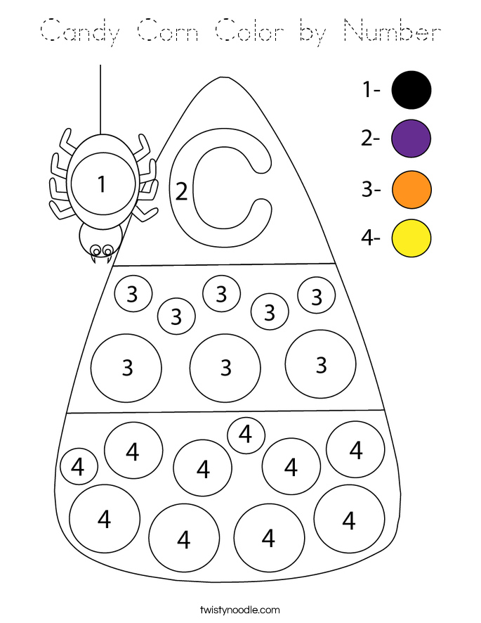 Candy Corn Color by Number Coloring Page