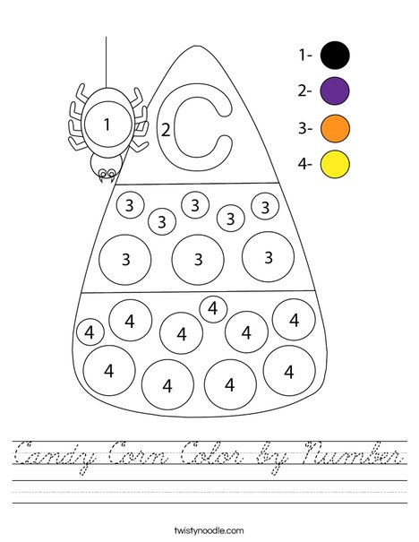 Candy Corn Color by Number Worksheet