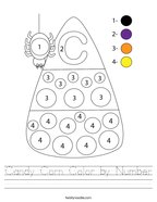 Candy Corn Color by Number Handwriting Sheet