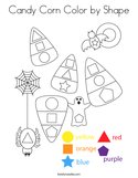 Candy Corn Color by Shape Coloring Page