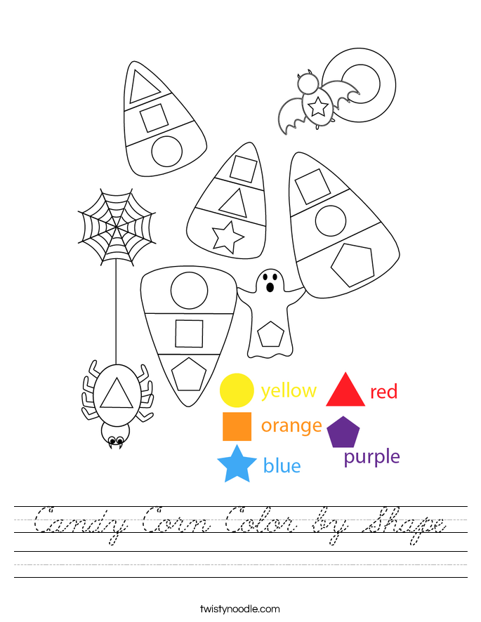 Candy Corn Color by Shape Worksheet