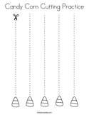 Candy Corn Cutting Practice Coloring Page