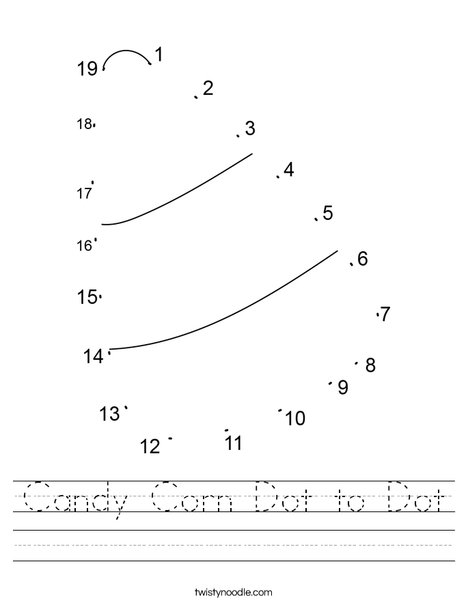 Candy Corn Dot to Dot Worksheet