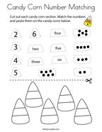 Candy Corn Number Matching Coloring Page