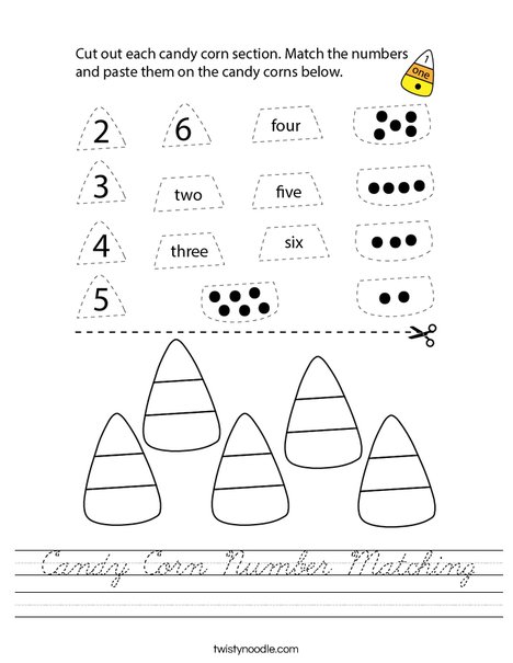 Candy Corn Number Matching Worksheet